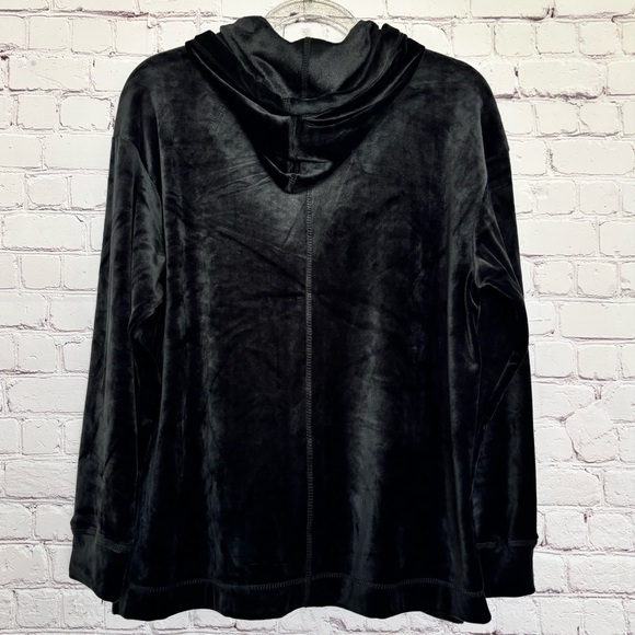 PHILOSOPHY Long Sleeve Straight Hem Black Velour Hoodie--NWT--PL - Picture 2 of 16